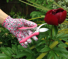 Load image into Gallery viewer, Petal Power Ladies Garden Gloves (2 pairs) &amp; Mini Pruner Secateurs Set - Perfect Ladies Garden Gift
