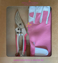 Load image into Gallery viewer, Ladies Leather Gardening Glove &amp; Secateurs Set - Perfect Garden Gift
