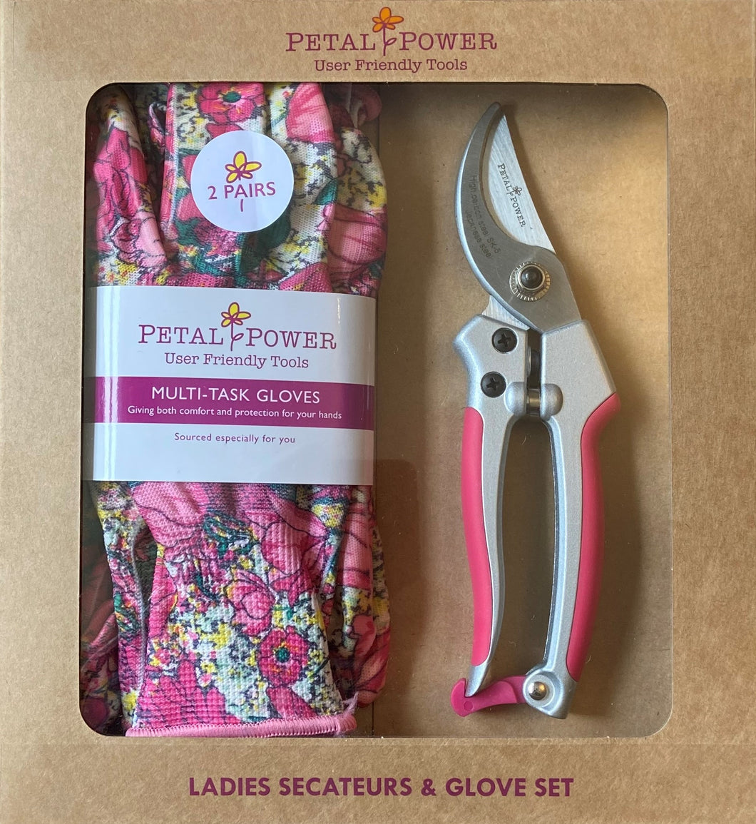 Ladies Gardening Gloves (2 Pairs) and Secateurs Set - Ideal Ladies Garden Gift